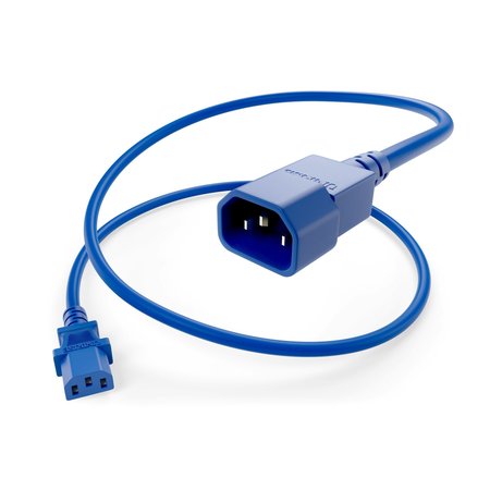 UNIRISE USA Data Center Rated Power Cord C13-C14, 14Awg, 15Amp, 250V, Sjt Jacket,  PWCD-C13C14-15A-01F-BLU